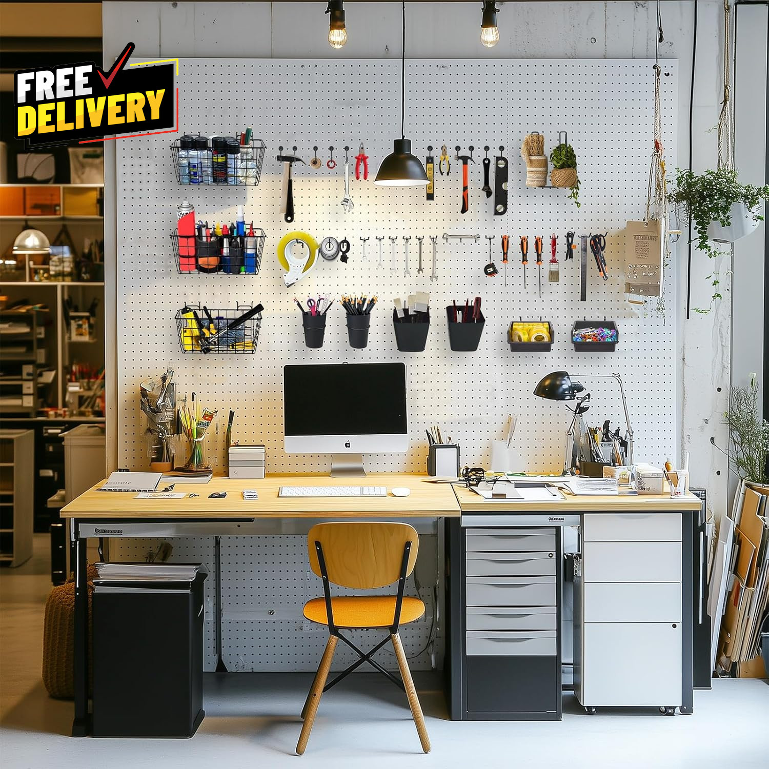 Pegboard Basket Organizers Peg Board Large Baskets Hooks Bins Cups Tool O.....
