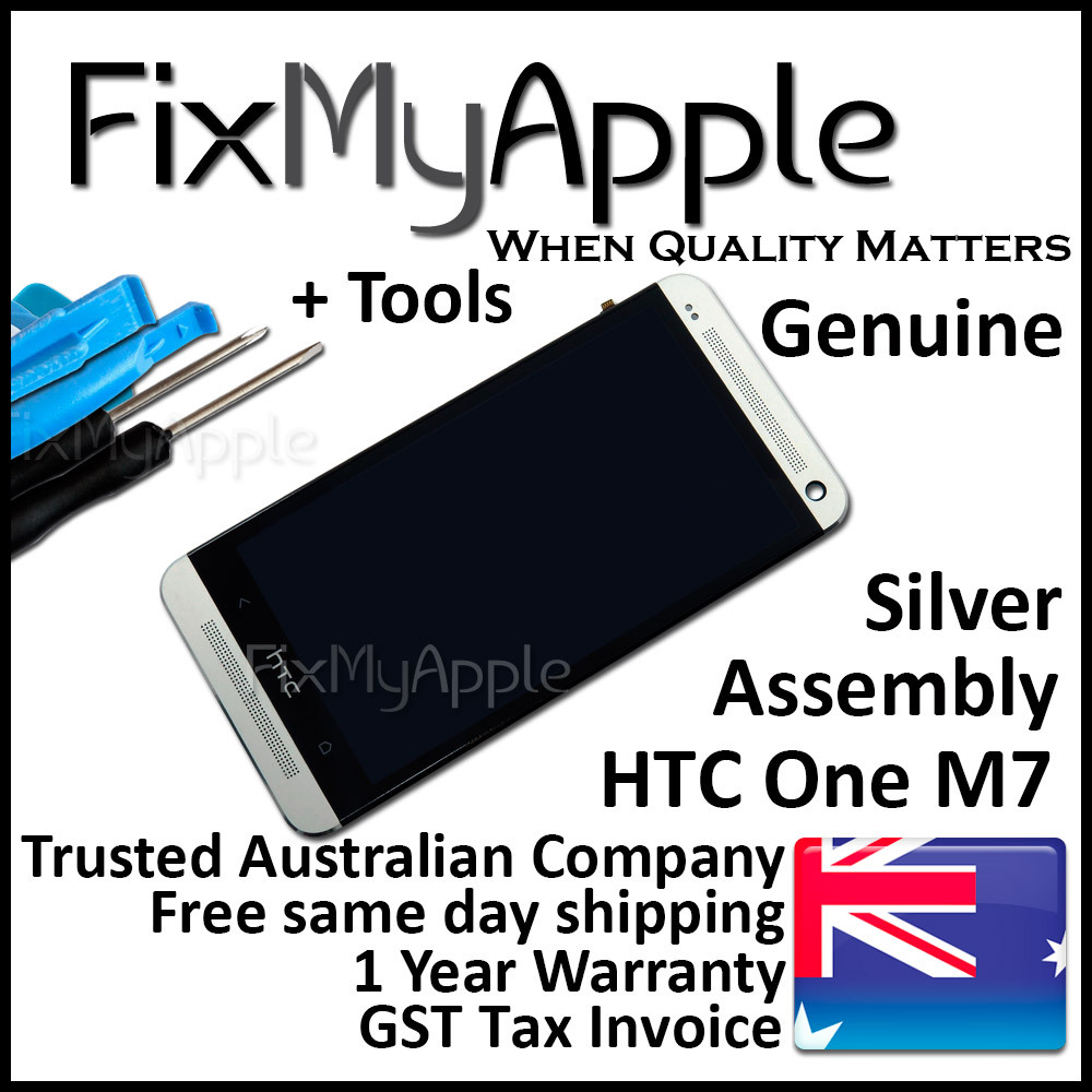 HTC One M7 White OEM LCD Glass Touch Screen Digitizer Frame Assembly Replacement
