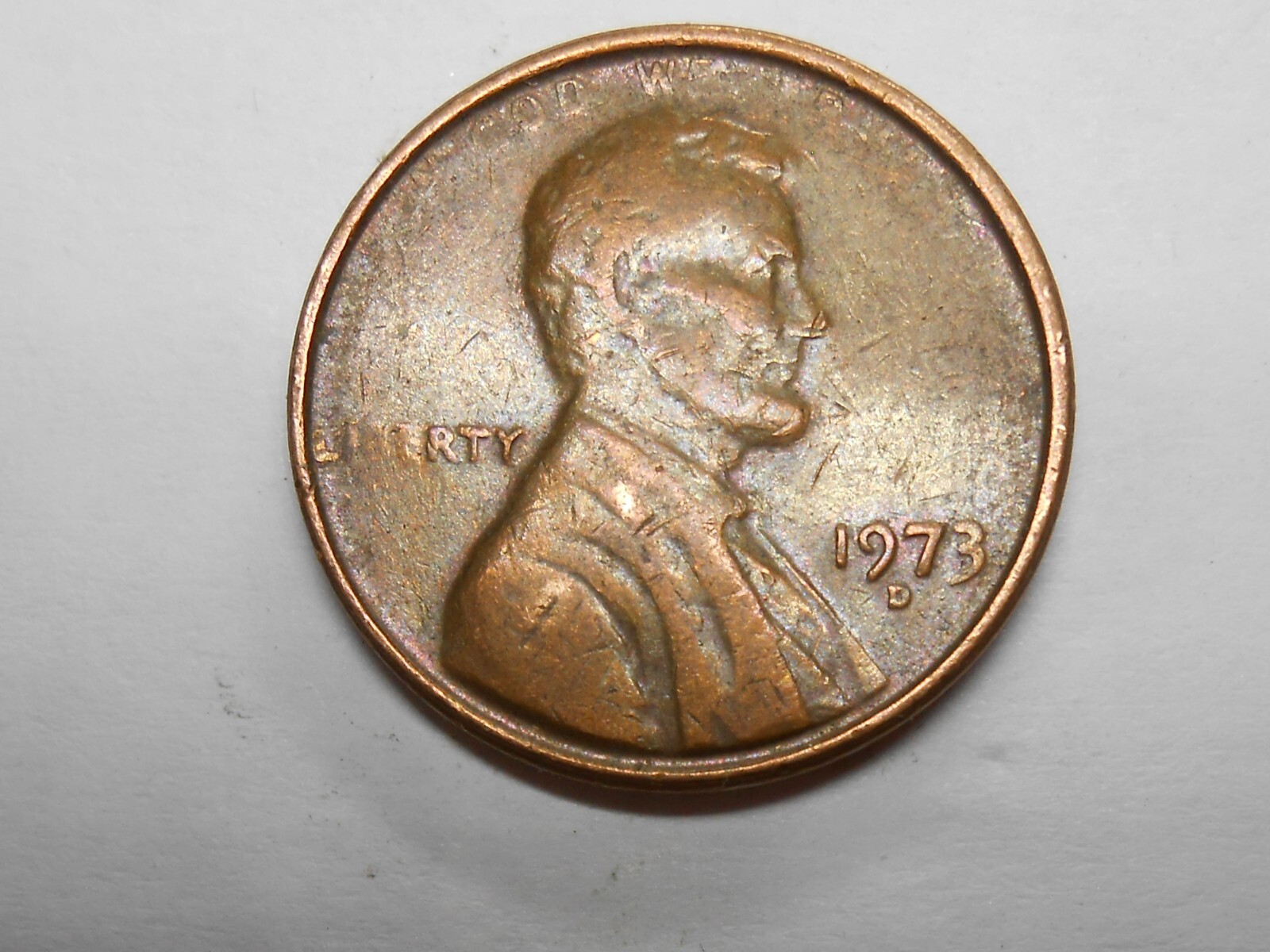 1973 d Lincoln cent with multiple errors