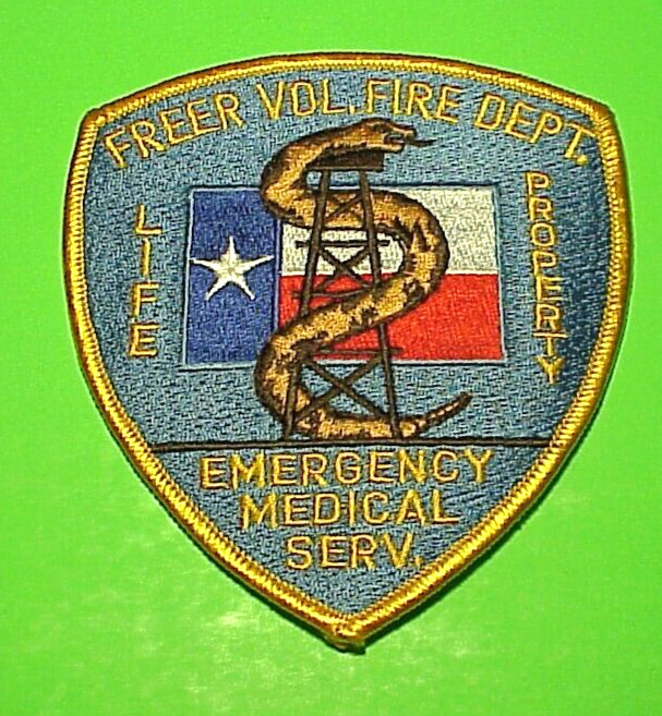 FREER TEXAS  TX  4 5/8"  ( SNAKE )  FIRE DEPARTMENT  PATCH  FREE SHIPPING!!!
