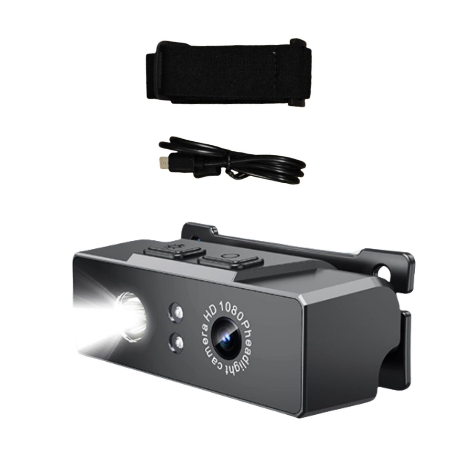 2 in 1 Head-mounted Action Camera 1080P HD Camcorder Camera Night Vision w/Light