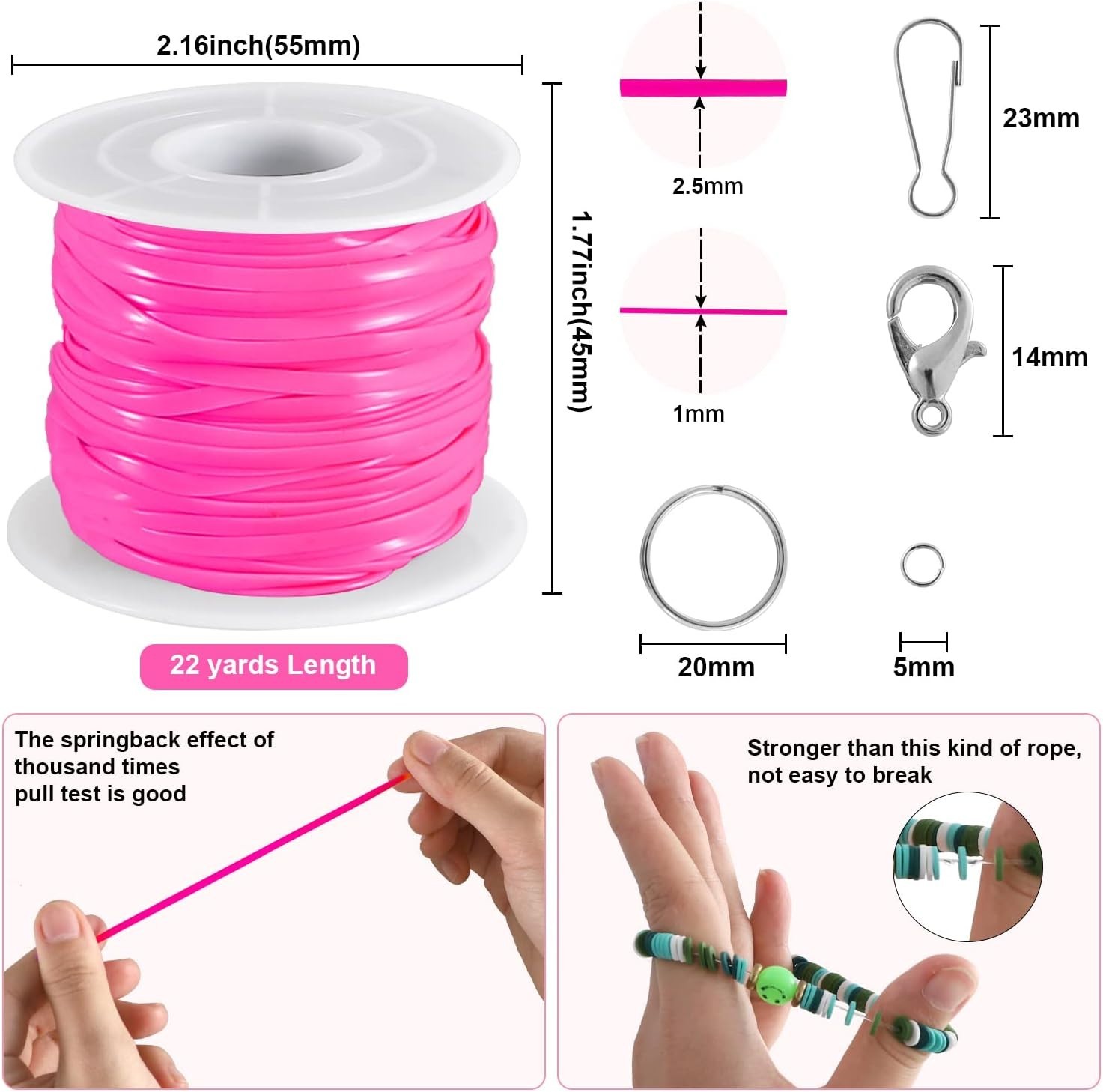 KAMJUNTAR Lanyard String,15 Rolls Gimp String Plastic Lacing Cord Plastic St...