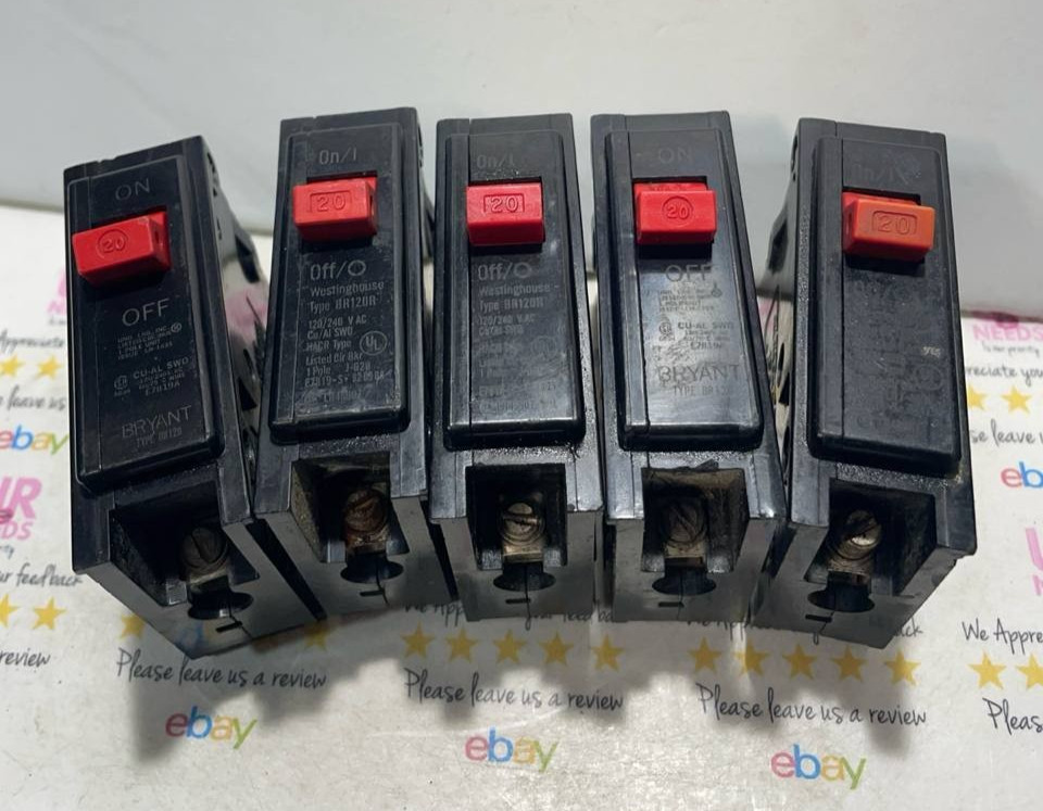 Bryant BR120 1 POLE 20 AMP 120V CIRCUIT BREAKER Type BR CH  Lot of 5