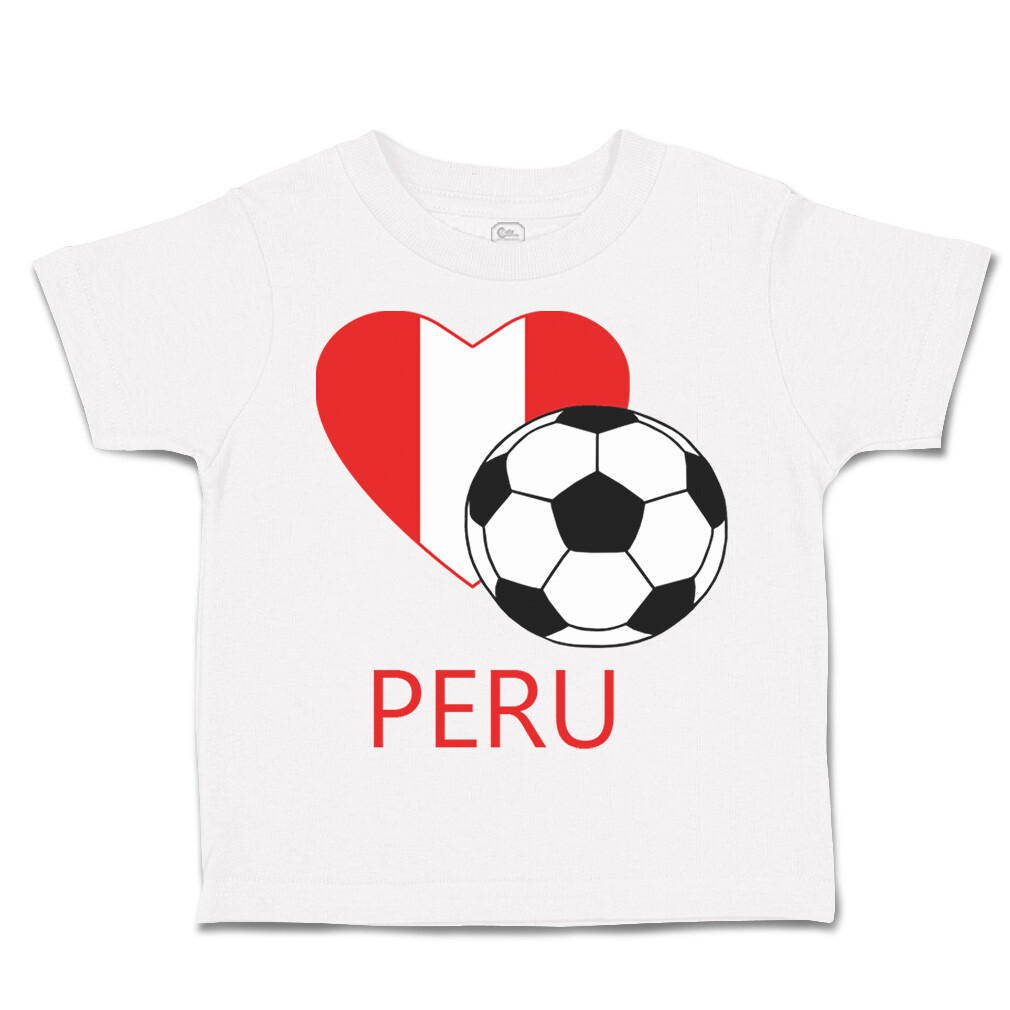 Toddler T-Shirt Love Soccer Heart Peru Style 2 America Cup Boy & Girl Clothes