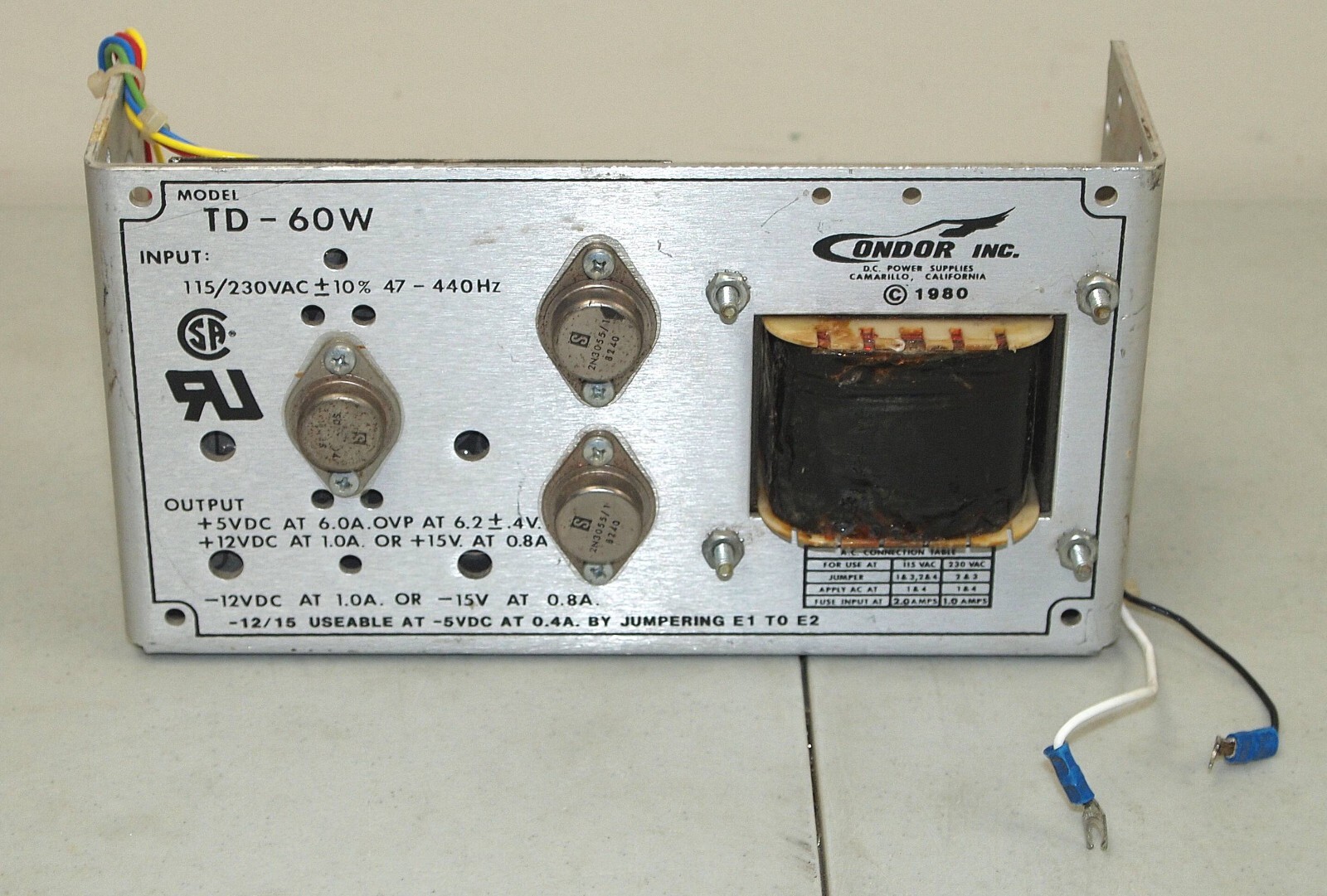 Works!! Used CONDOR DC POWER SUPPLY TD-60W I/P 115/230VAC O/P 5-15VDC 1.0-6.0A
