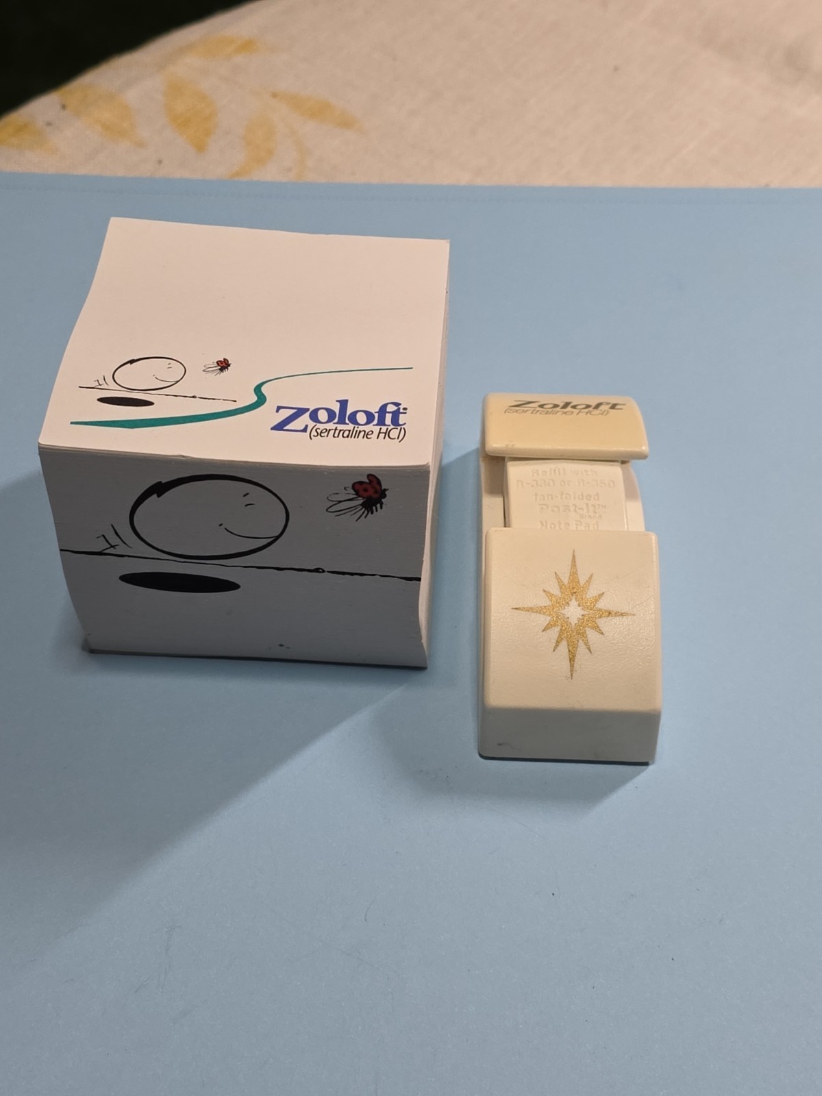 Rare Zoloft Sticky Notes Drug Rep Pharmaceutical Promo Advertising Holder