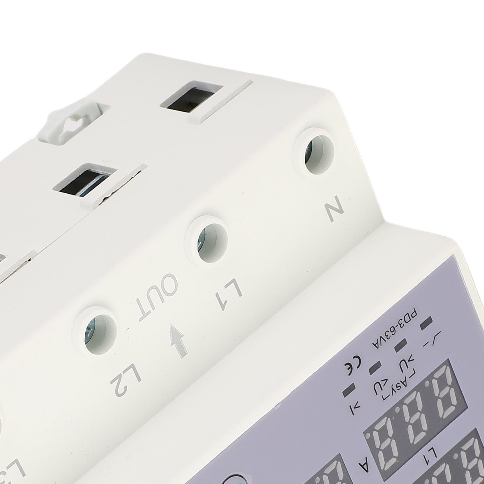 63A 3 Phase DIN Rail Voltmeter Ammeter Auto Overvoltage Overcurrent Protector AC