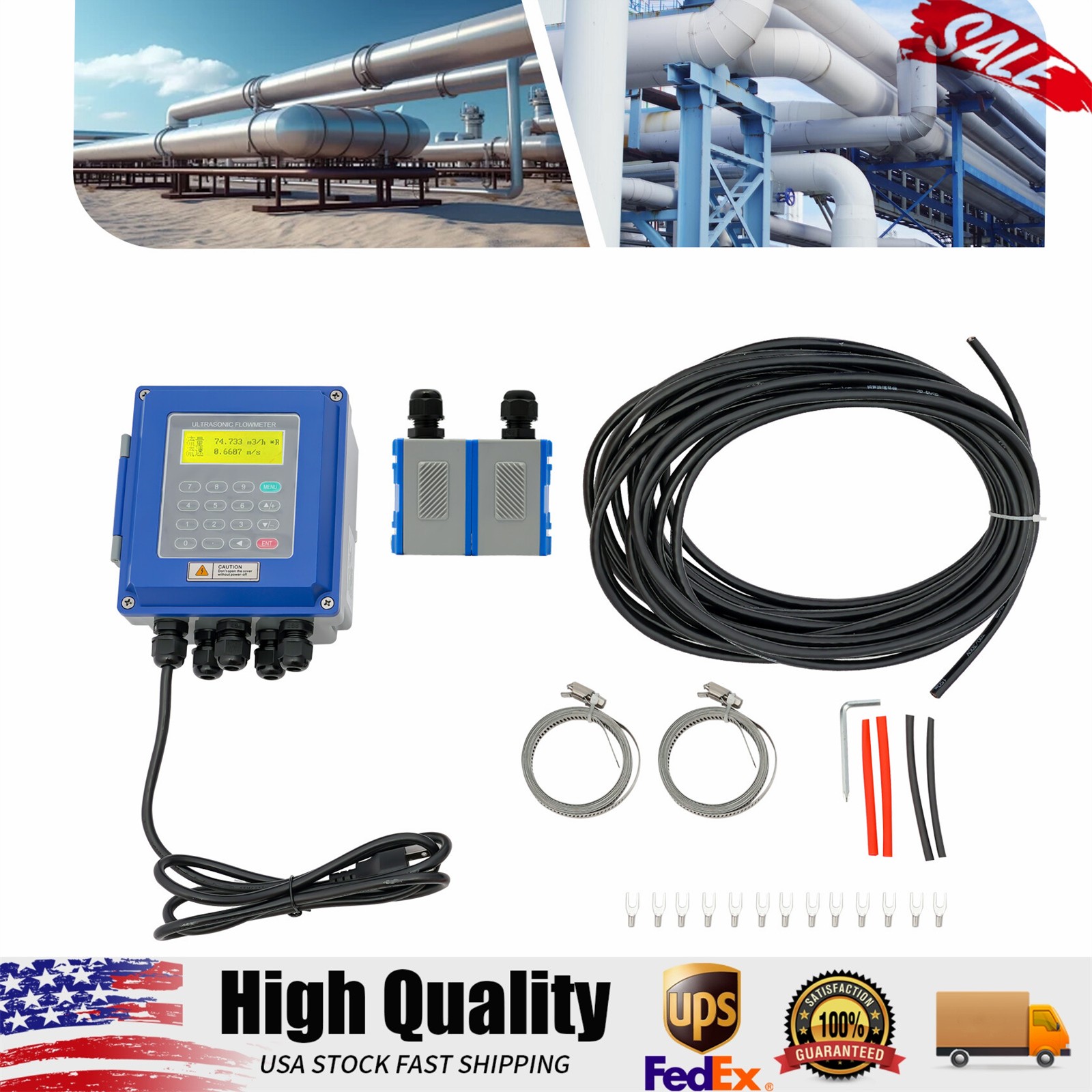 Ultrasonic Flow Meter TUF-2000B Liquid Flowmeter Protection DN50~DN700mm TM-1