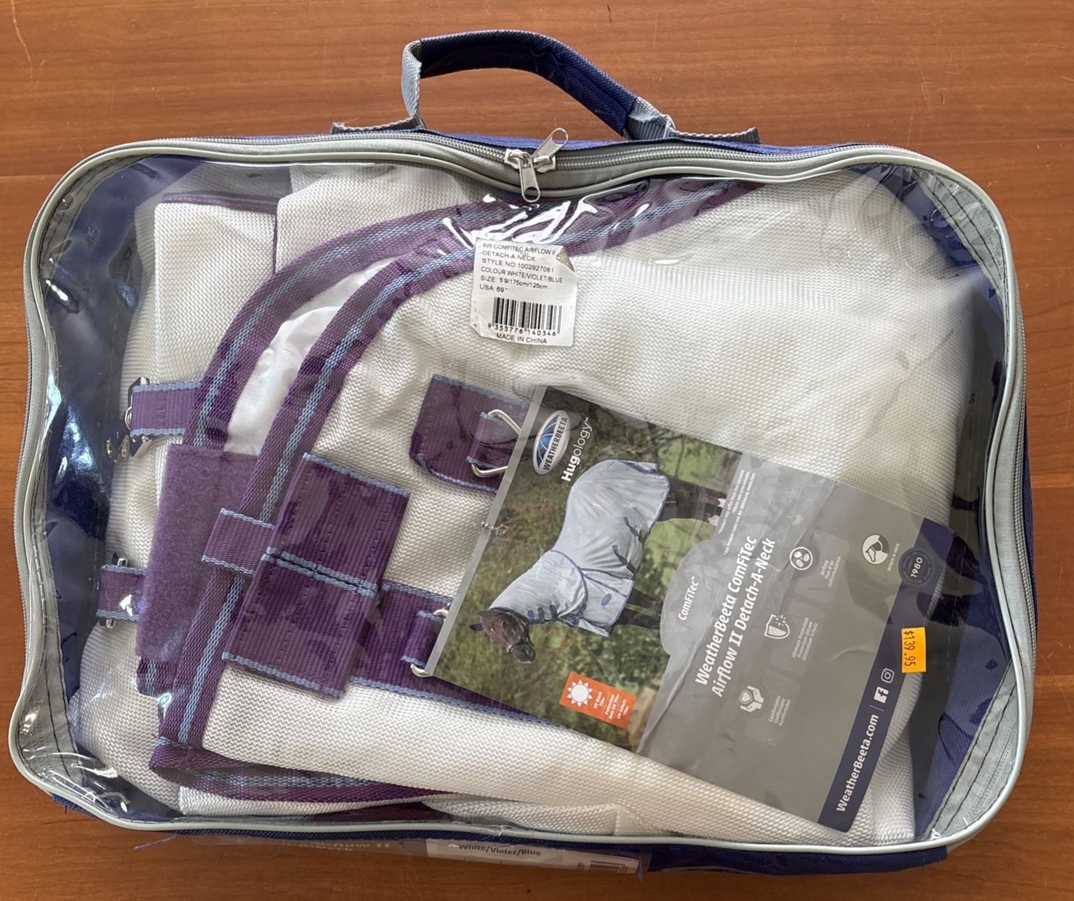 WeatherBeeta ComFiTec Airflow II Detach A Neck Horse Fly & UV Sheet - 69"  WHITE