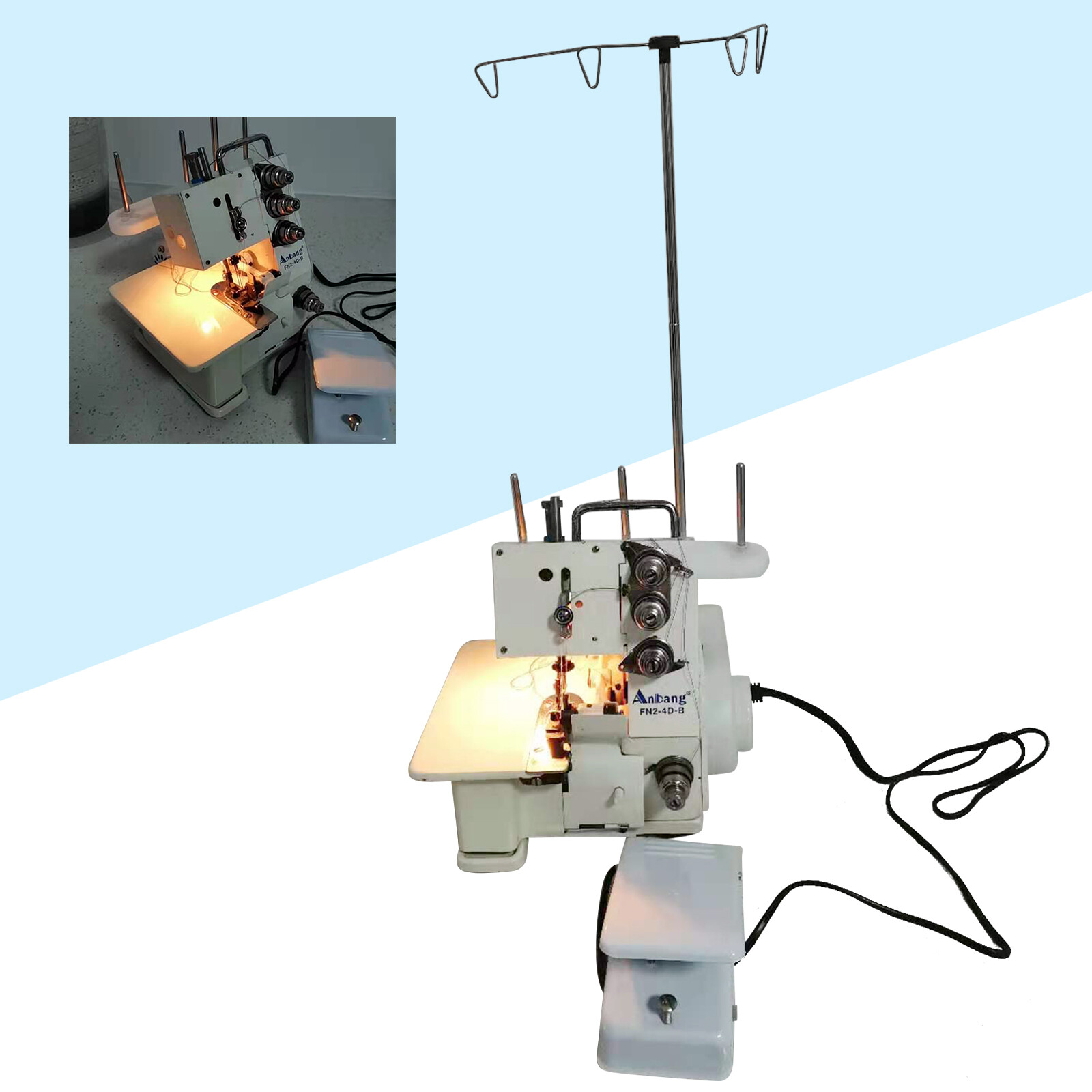 Professional 4 Thread Serger Overlock Sewing Machine 4-Line w/ Foot Controller