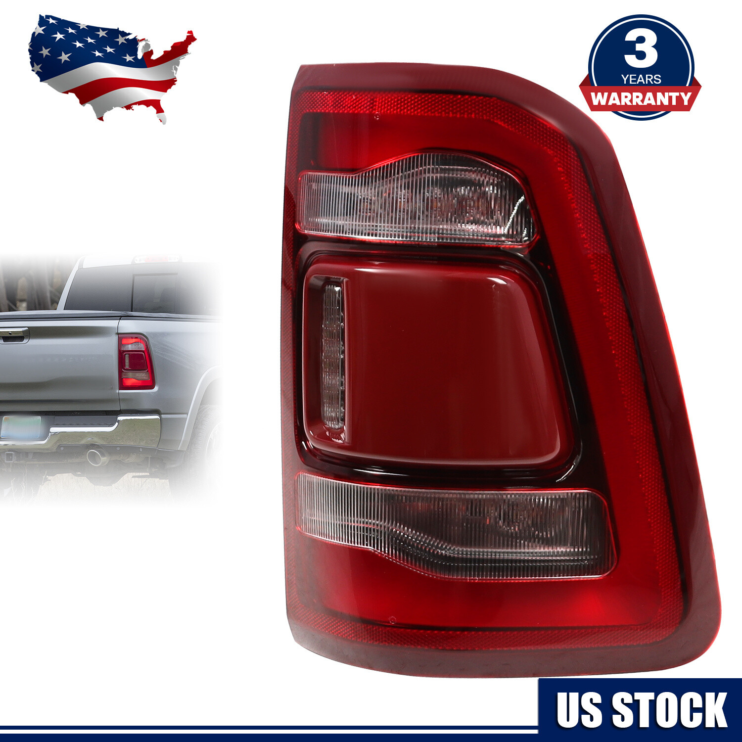 68262530AH LED Right Side Tail Light W/ Blind Spot For 2019-2023 Dodge RAM 1500