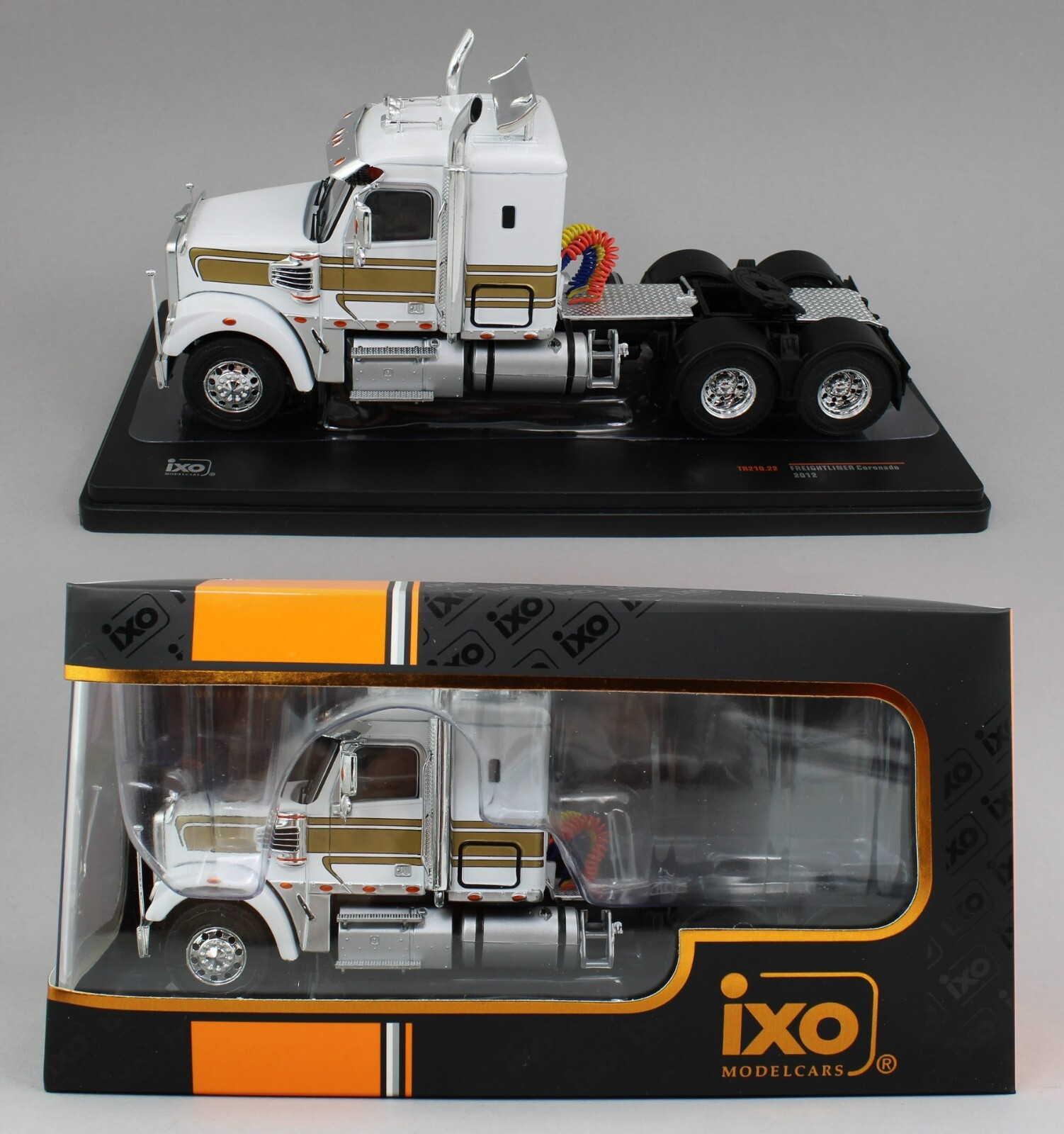 1:43 IXO Models *WHITE & GOLD* 2012 Freightliner CORONADO SEMI TRUCK *NIB*