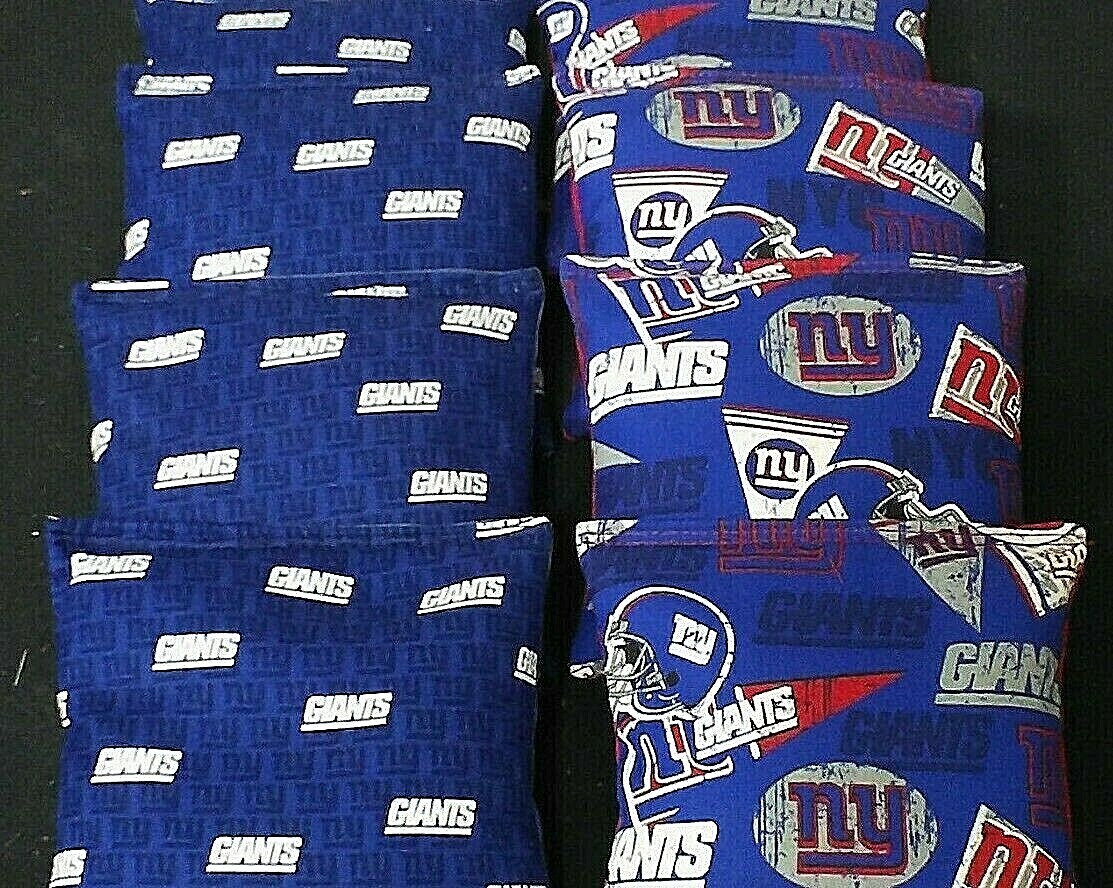 Cornhole Bean Bags made w NEW YORK GIANTS Fabric 8 ACA Regulation Game Toss Bags