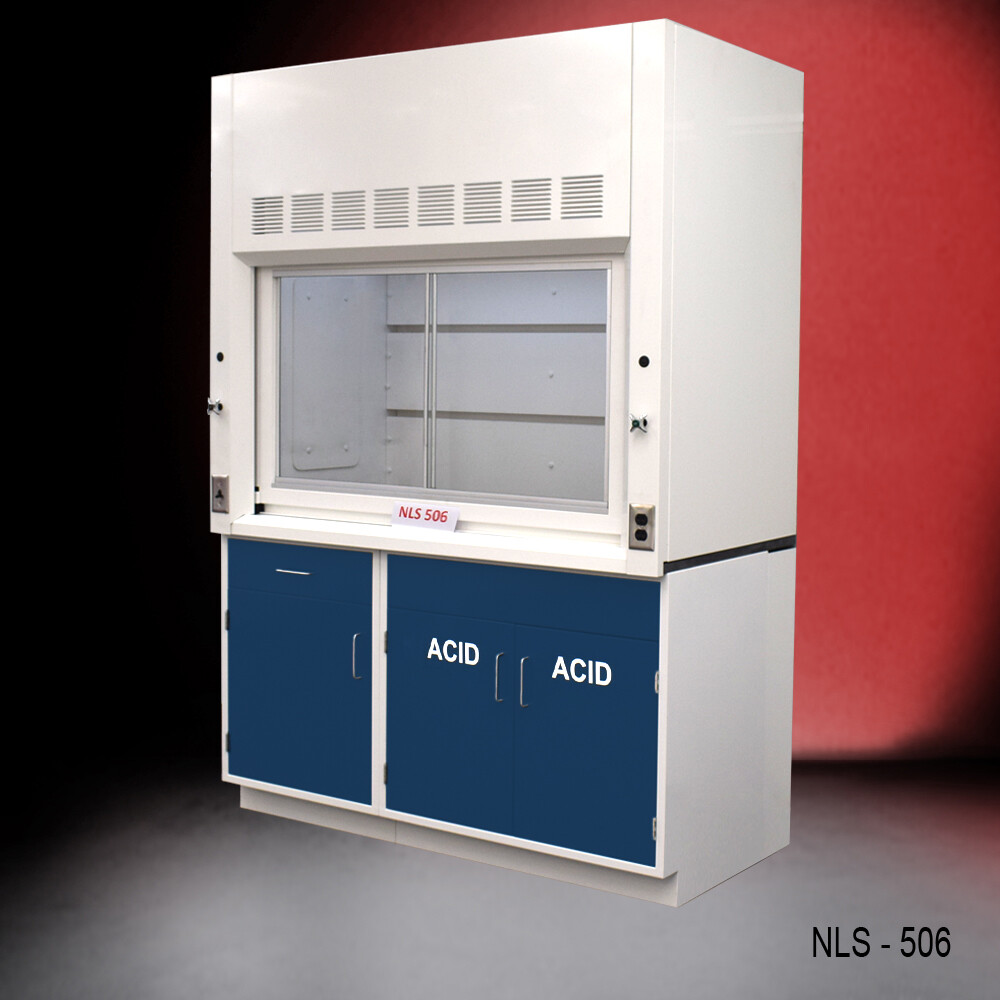 Fisher American 5' Laboratory Fume Hood / Blue ACID & General Storage / E2-729