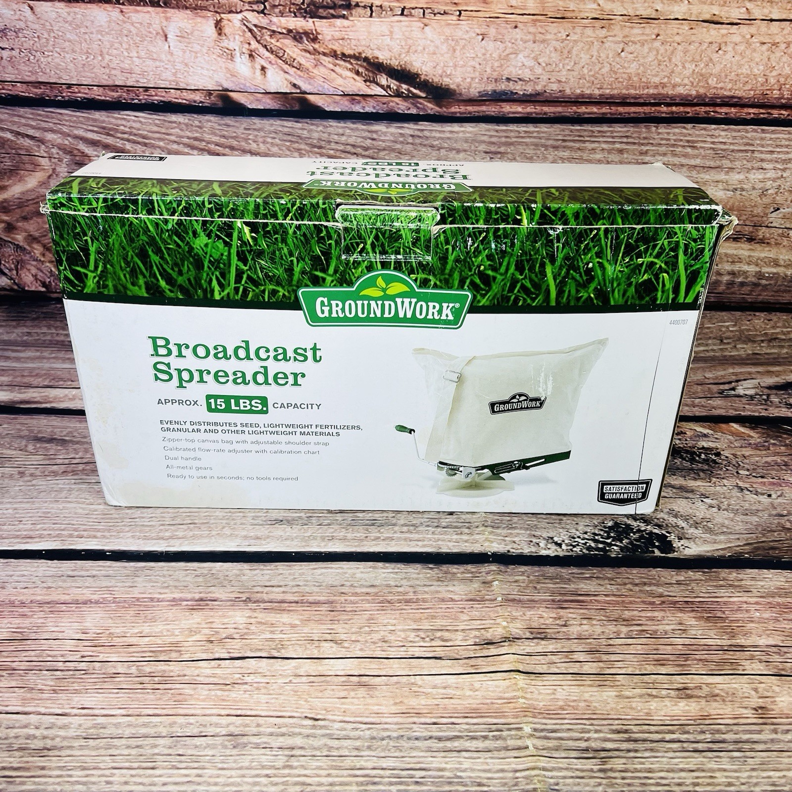 Ground Works hand held seed spreader 15 lb capacity USED VGC