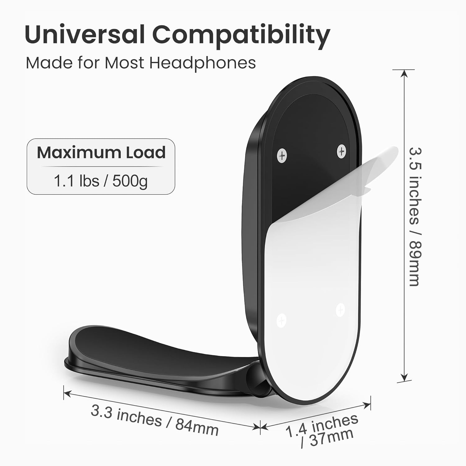 Headphone Hanger under Desk,Adhesive Wall Mount Headset Holder,1 Pack Foldable H