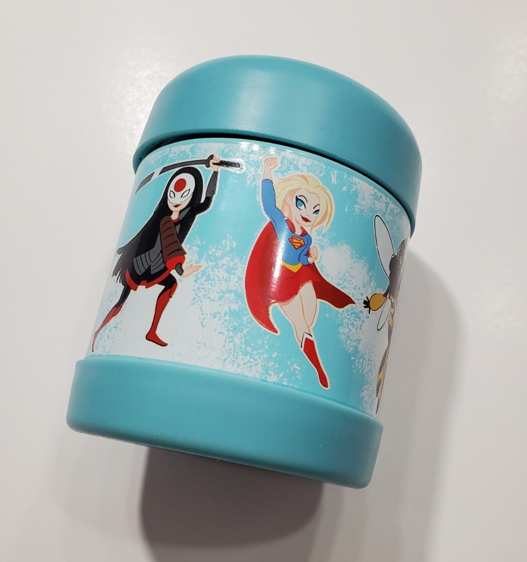 POTTERY BARN DC COMICS SUPER HERO THERMOS INSULATED TRAVEL FLASK FOOD OR DRINK