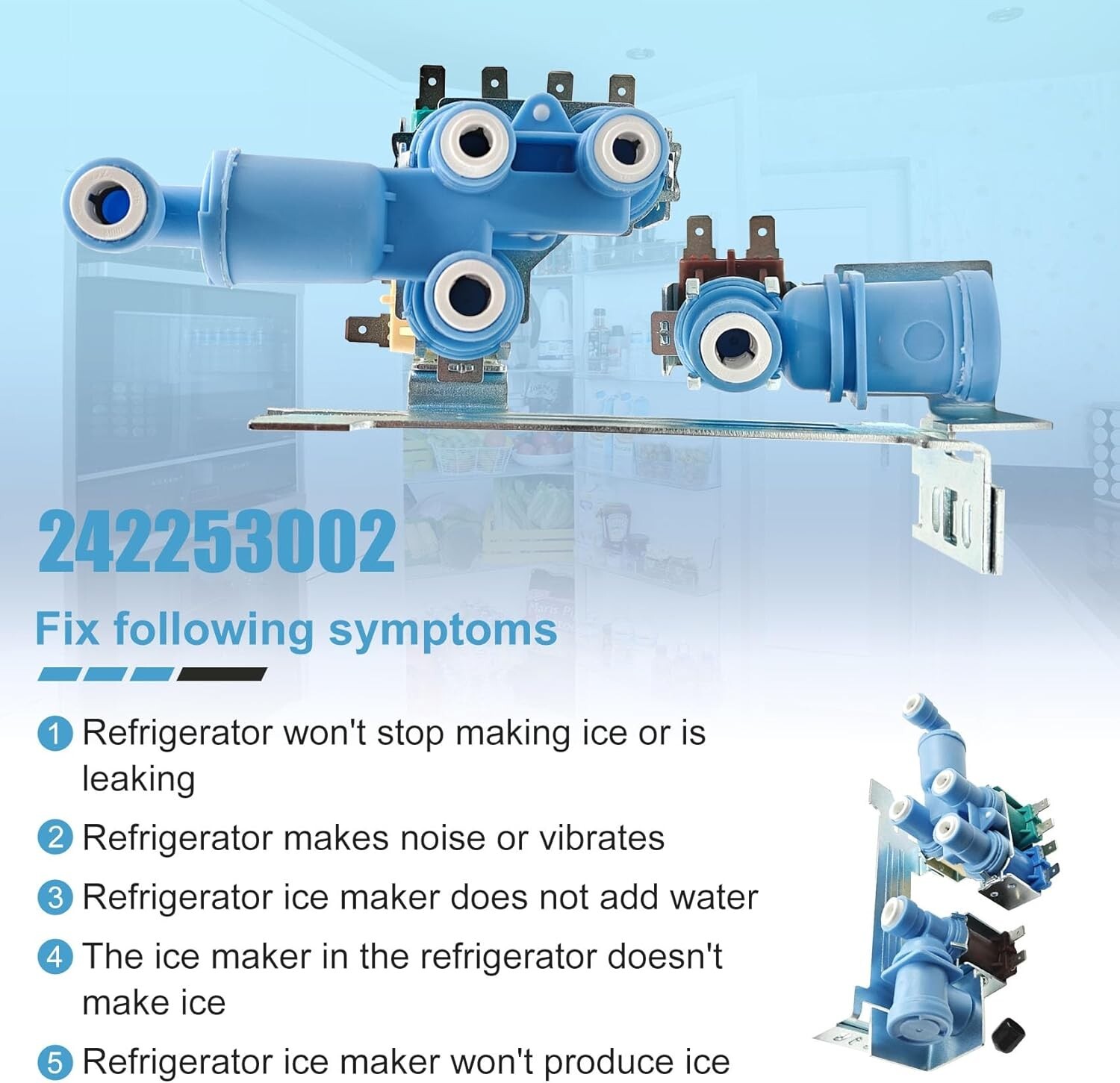242253002 Refrigerator Ice Maker Water Inlet Valve for frigidaire electrolux