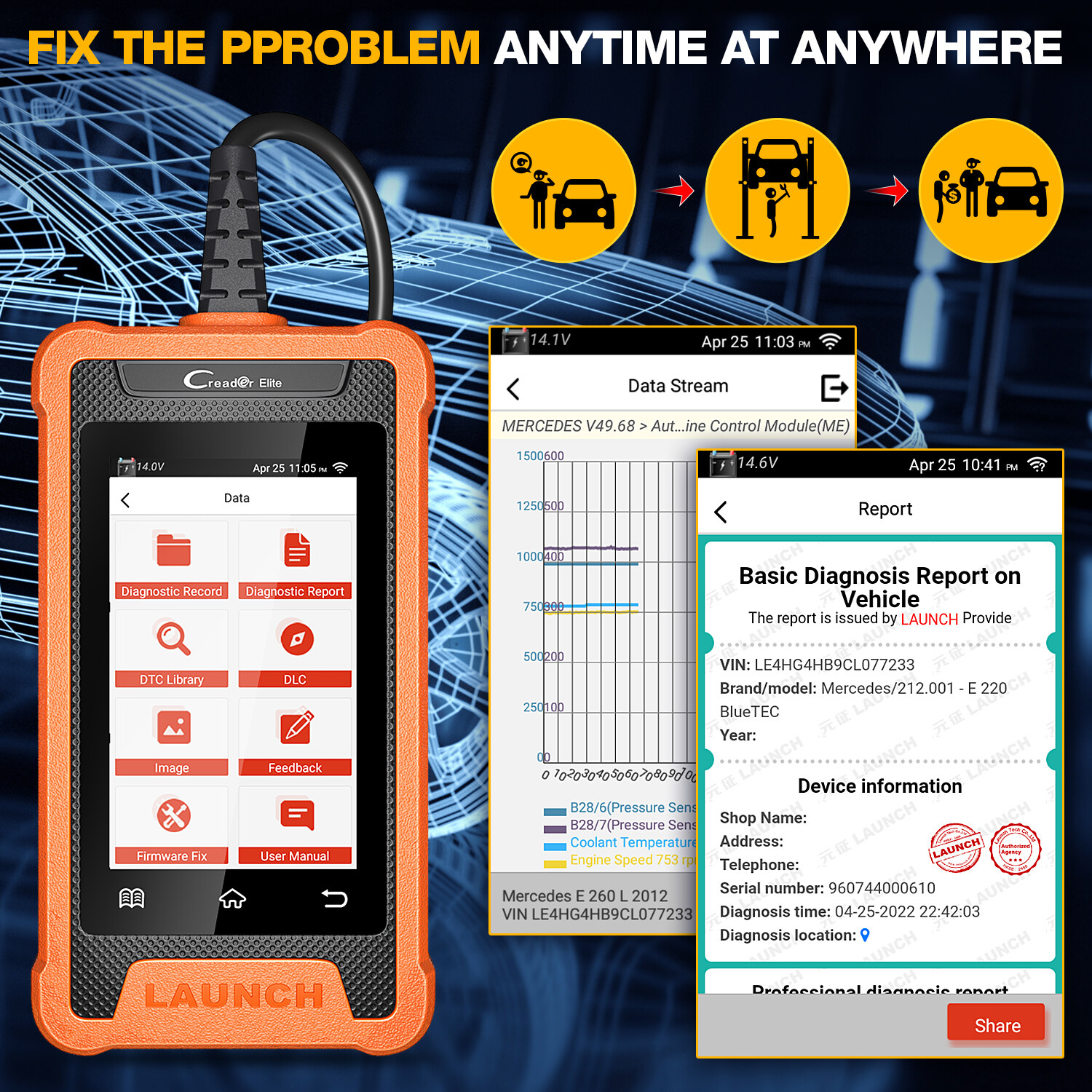 LAUNCH Creader Elite for Chrysler Bidirectional Car Diagnostic Tool OBD2 Scanner