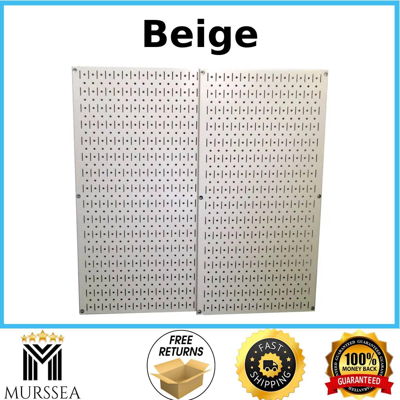 Metal Pegboard 32 in. x 32 in. Garage Storage Wall Organizer 2 Set Tool , Beige