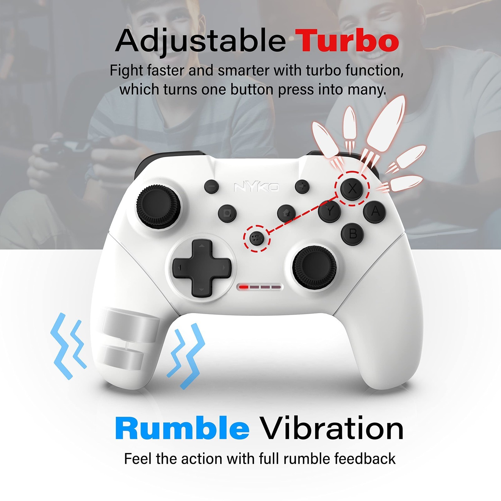 Nyko Wireless Mini Core Turbo Controller for Nintendo Switch 1 & 2 ~ WHITE