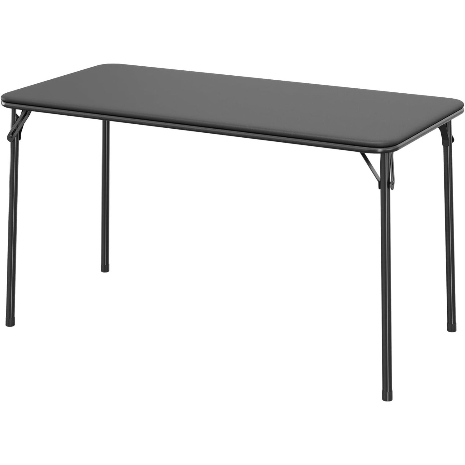 Folding Table 47 in Card Table with PU Padded Tabletop Portable Game Table Black