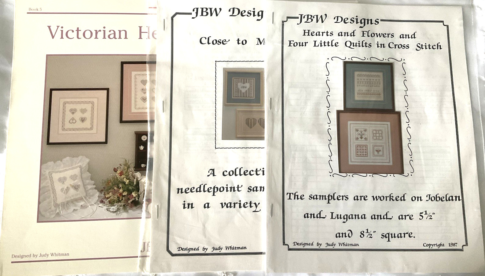 Judy Whitman Lot of 3 Needlepoint Chart Booklets With Hearts All Differ New