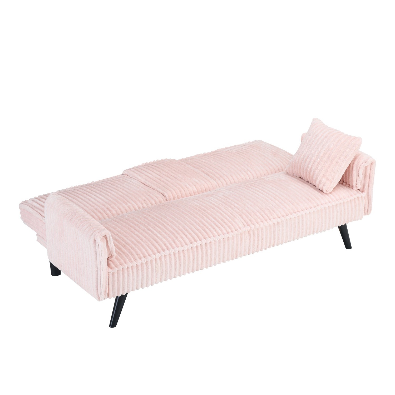 Corduroy Sofa Convertible Sleeper Sofa Bed with 2 Cup Holders & Adjustable Back