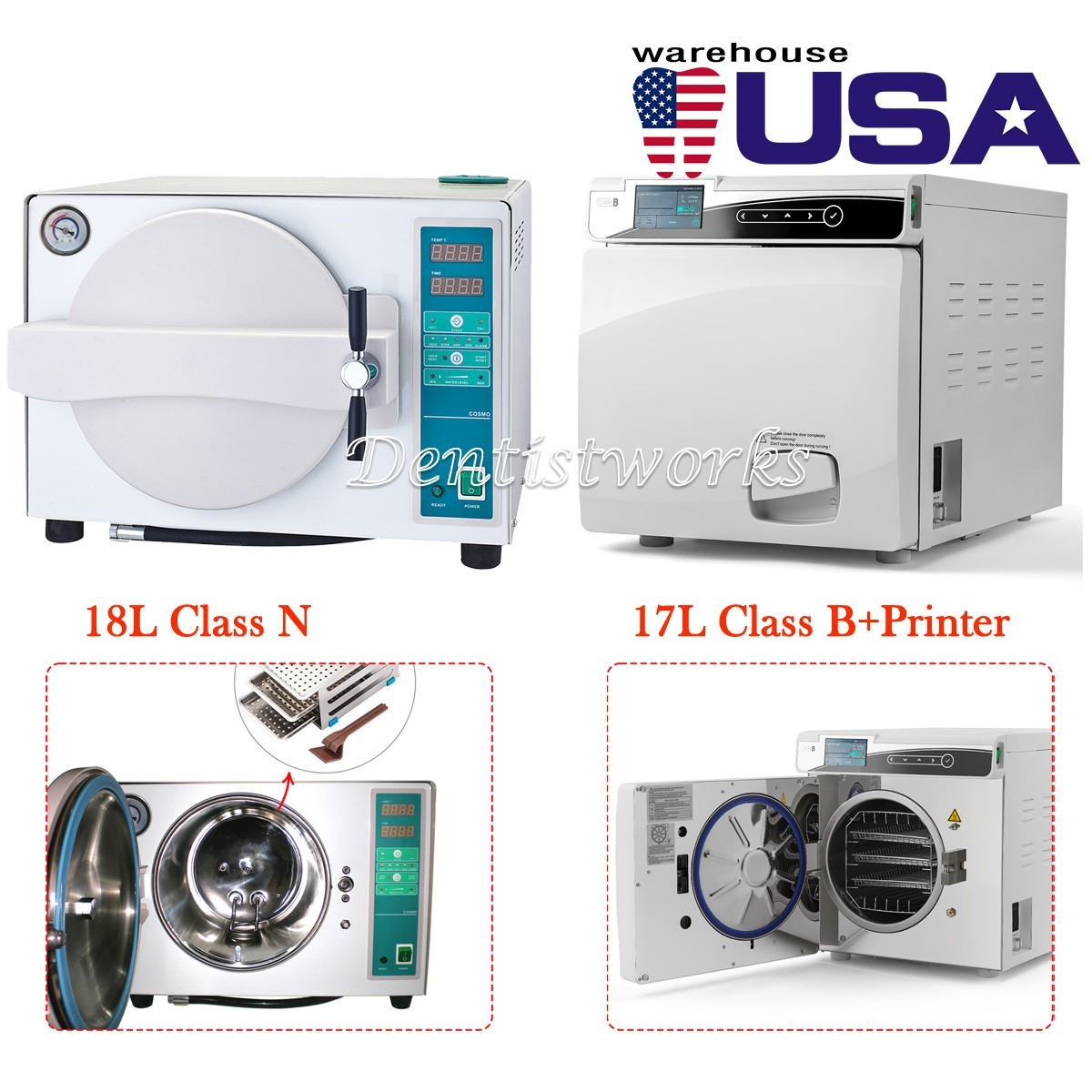 18L Dental Autoclave Steam Sterilizer Dry Sterilization Automatic /17L Class B