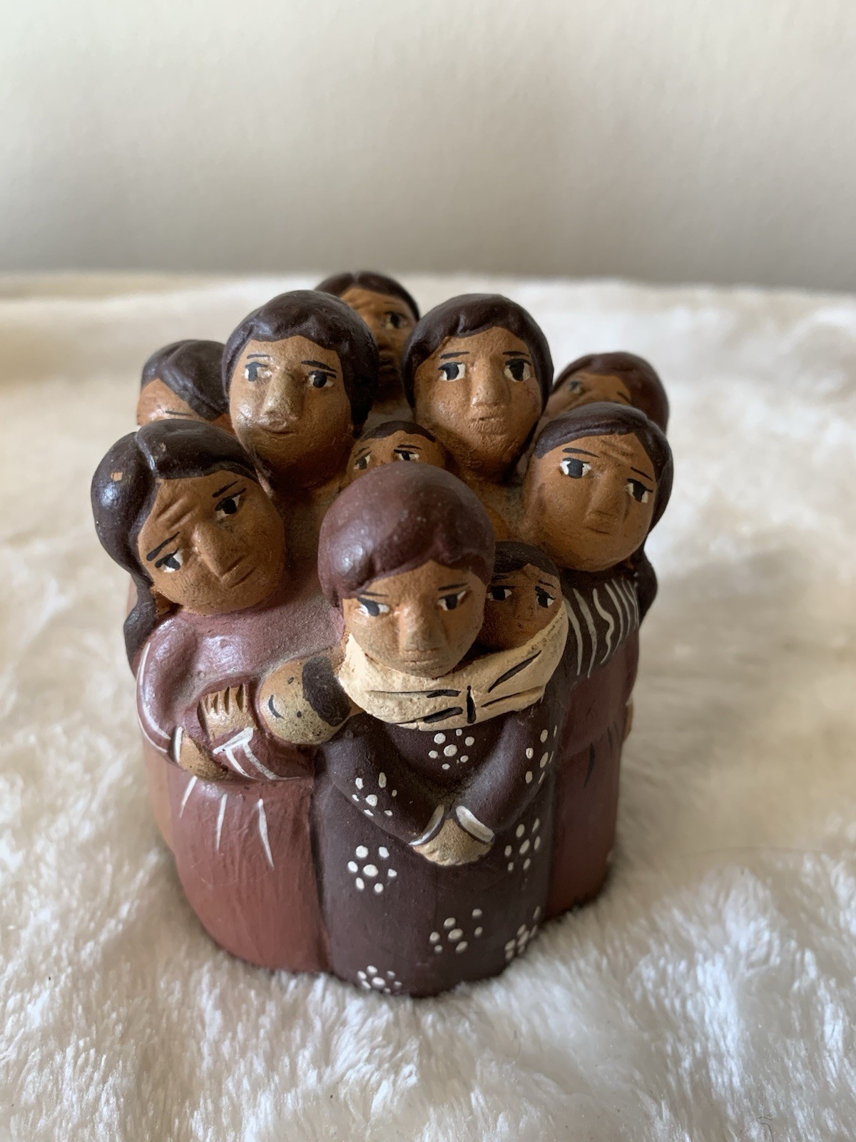 Peruvian Folk Art Clay Pottery Circle of Women Children Terra Cotta Sculpture
