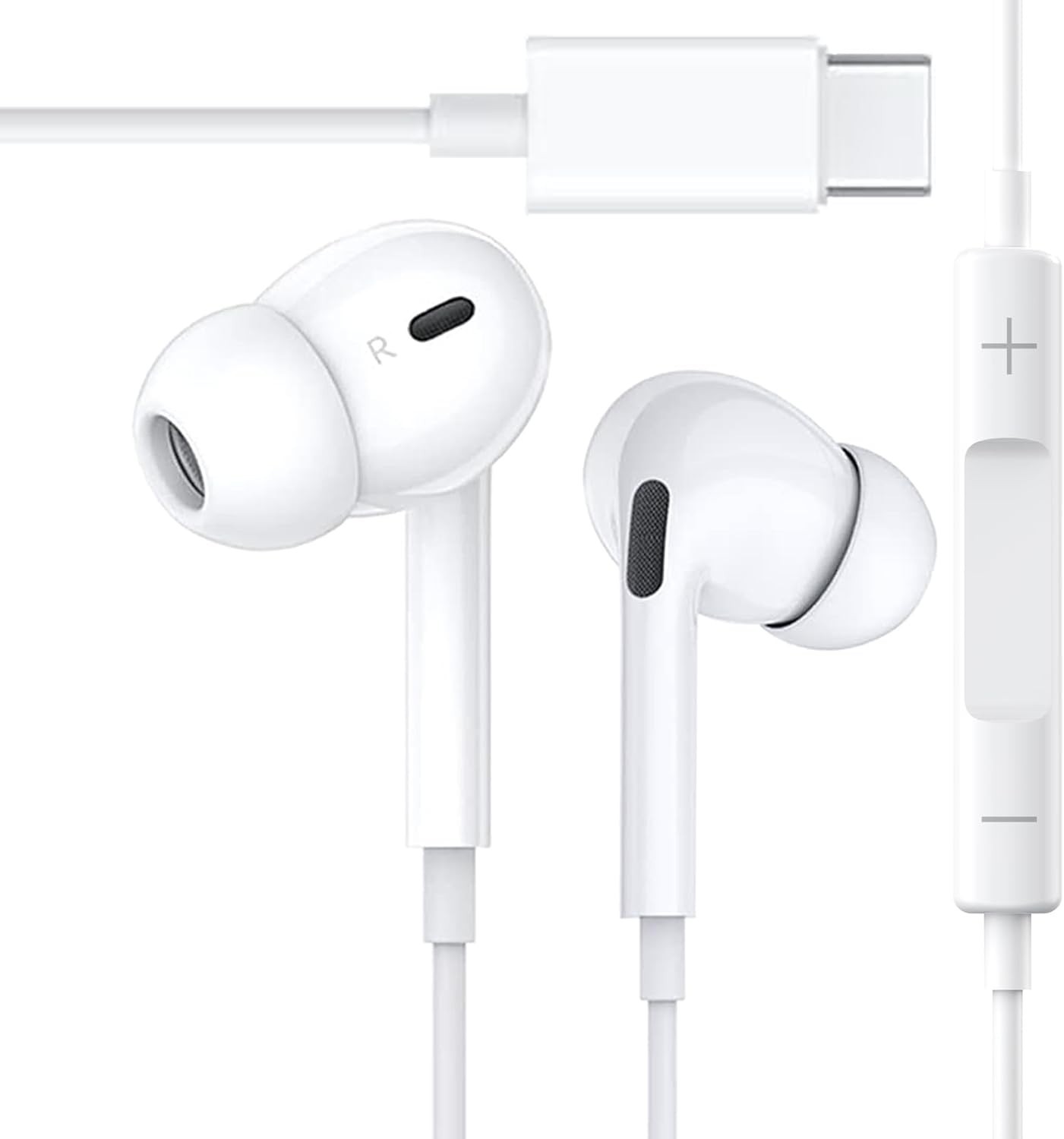 USB-C Type C Wired Headphones Earbuds for iPhone 17 16 15 Pro Max Plus