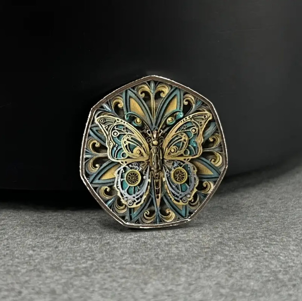 Butterfly Commemorative Challenge Coin Token Heads Tails Flip Sobriety