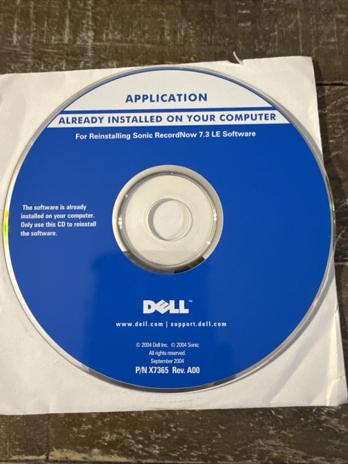 Dell Application Sonic RecordNow 7.3 LE Software PC Cd Rom