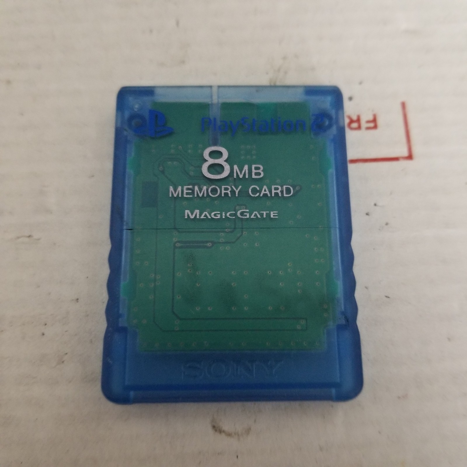 8MB OEM PS2 Transparent Blue Memory Card Sony Playstation 2 Tested Works Clear