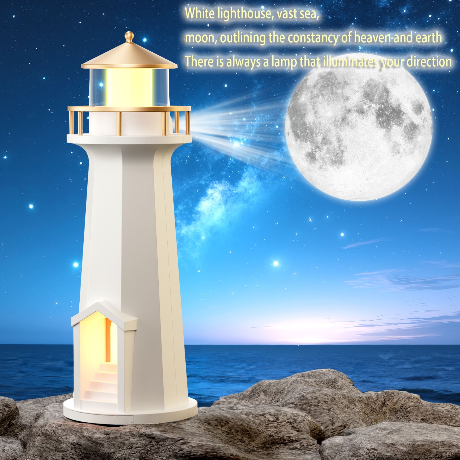 LED Speaker Atmosphere Decor Moon Night Lights Lighthouse Lamp Galaxy Projector