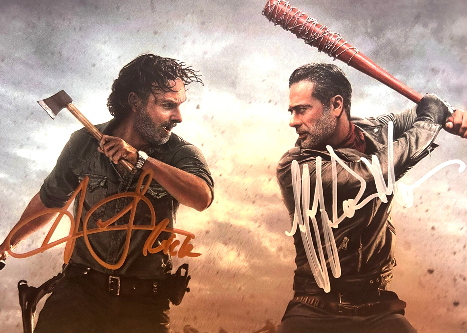 WALKING DEAD Signed (Negan & Rick) 8x10" Authentic Original Autograph w/COA