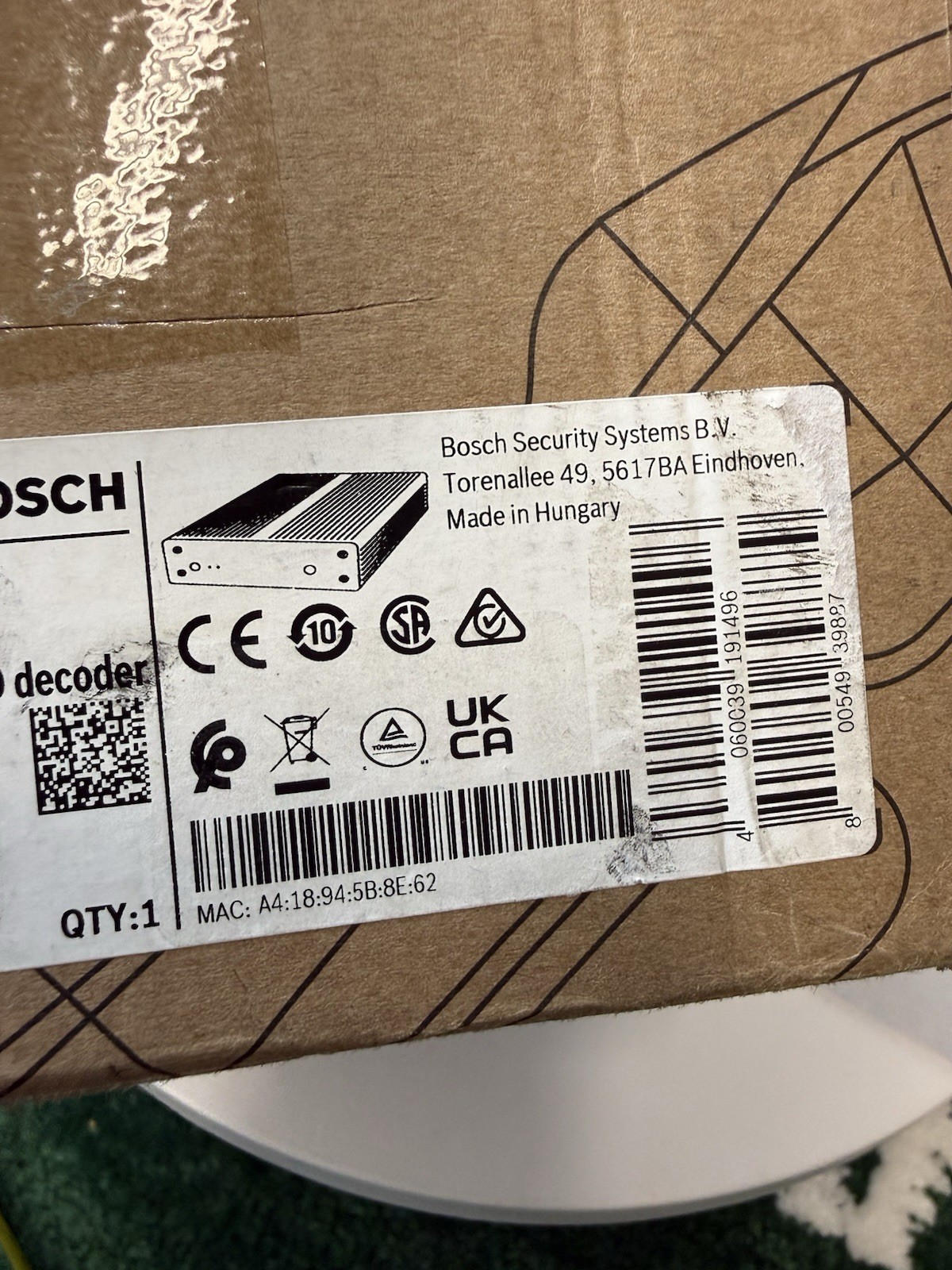 Bosch VIDEOJET decoder 7000 VJD-7533 1CH H.265 UHD IP/Network Decoder