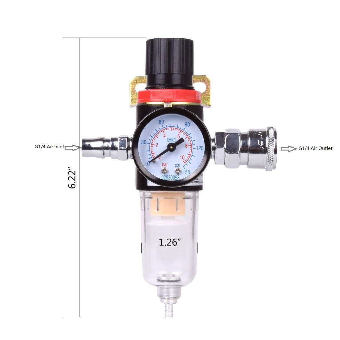 1/4" BSP Air Compressor Moisture Filter Trap Oil Water Separator Regulator