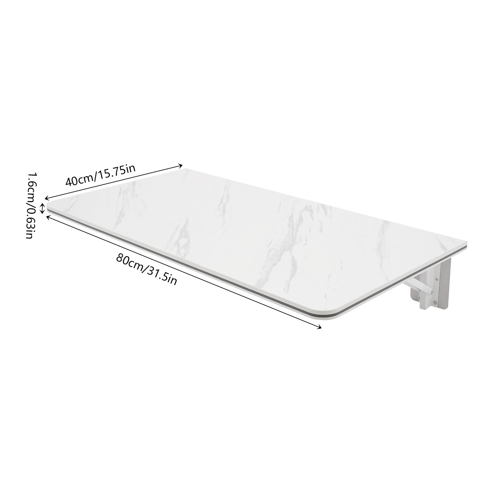 White Folding Wall Desk Wall Mounted Folding Table Rectangular Wall Desk 80x40cm