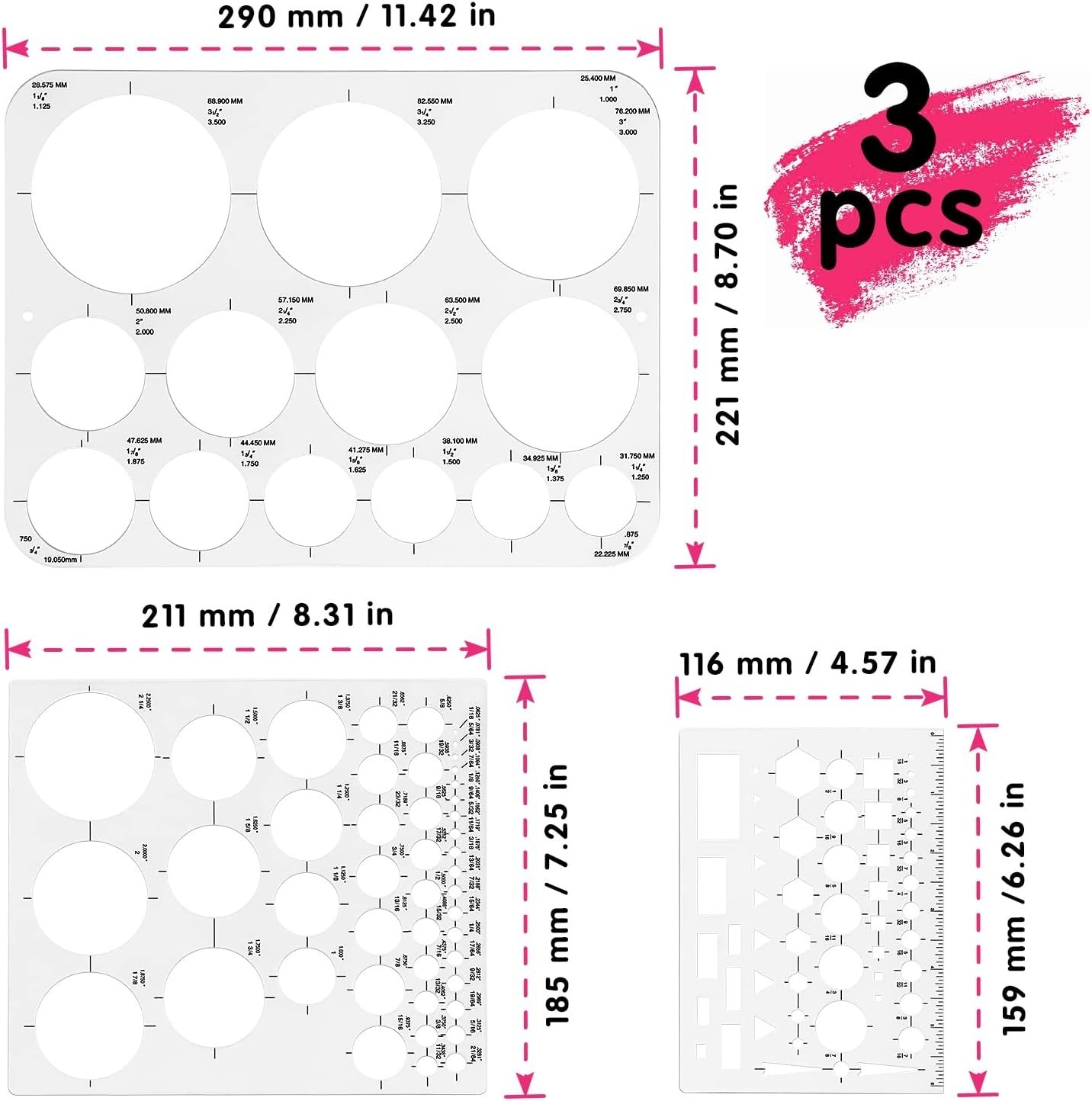 Circle Template Circle Round Stencil Templates for Drafting for Office and Sc...