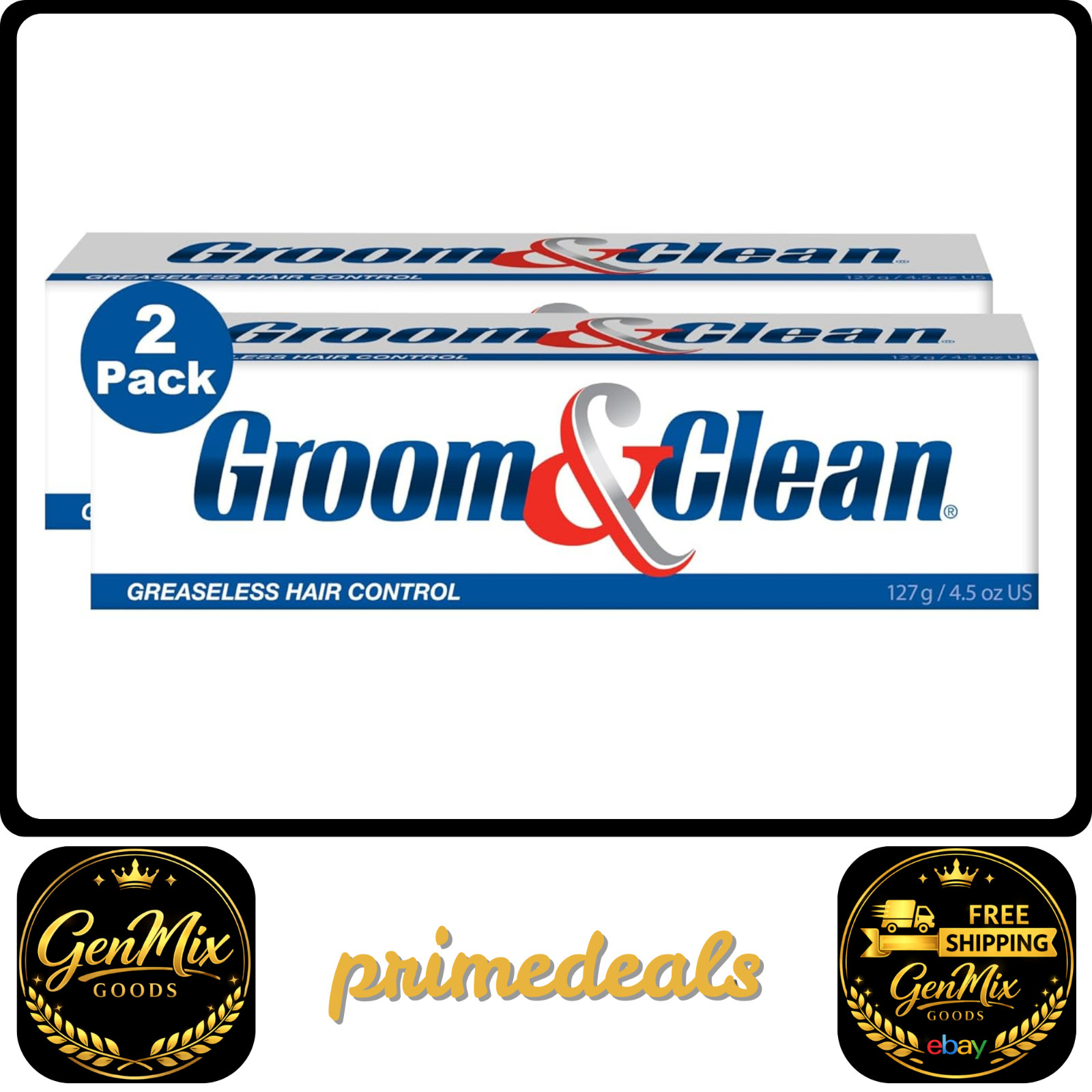 Groom & Clean Greaseless Hair Control Gel For Man, 2-PACK 4.5 oz each