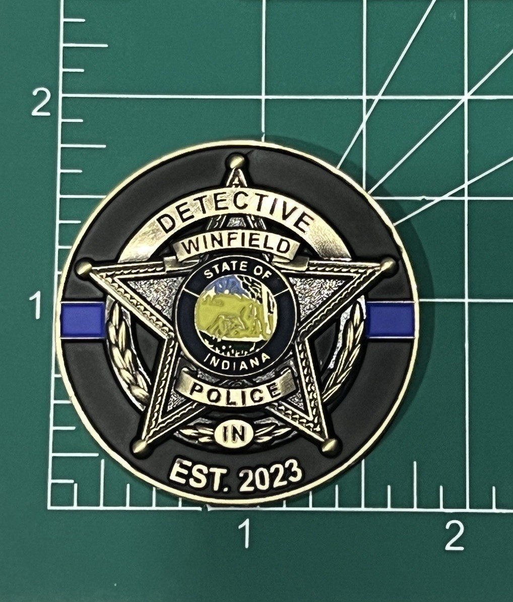 Winfield Indiana Police Criminal Investigations Detective CSI Challenge Coin IN