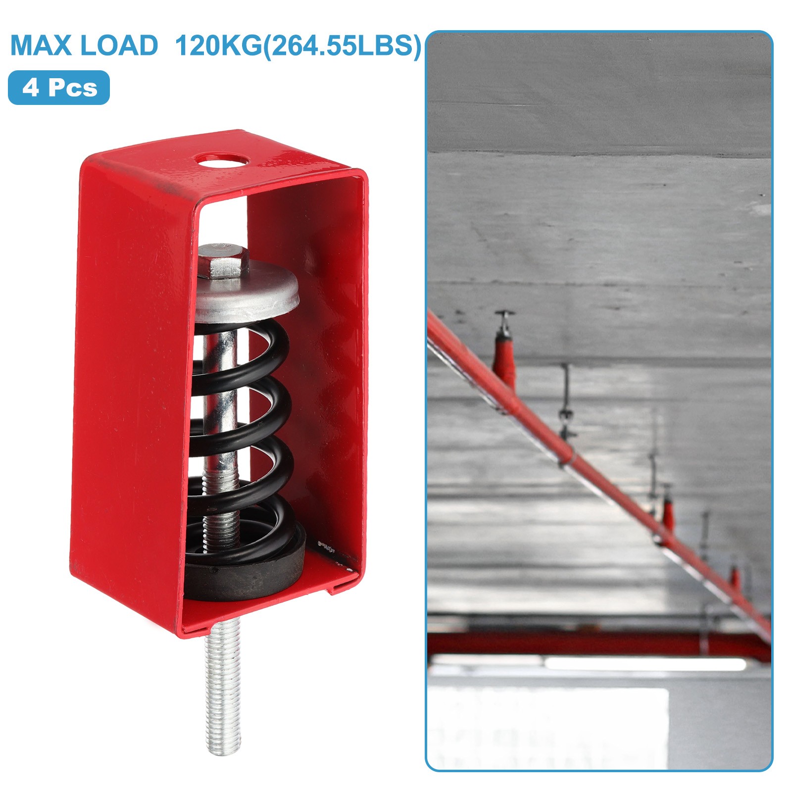 4 Pcs Ceiling Spring Vibration Isolator Hangers 265lb Red (XHS)
