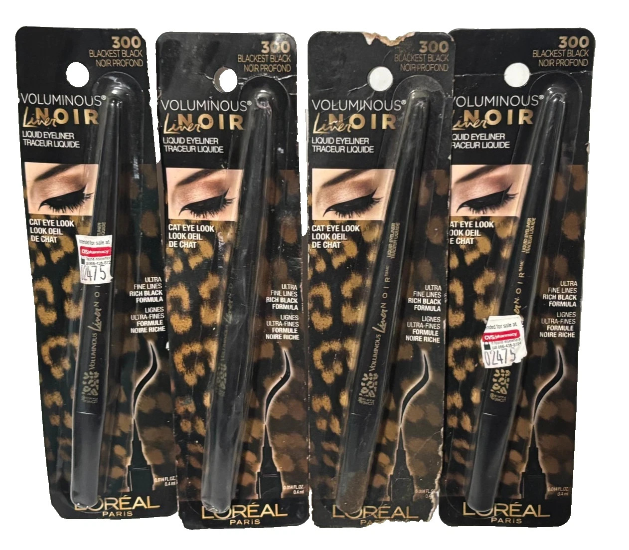 4 Pack L'Oréal Paris Voluminous Smoldering Eyeliner-300 Blackest Black