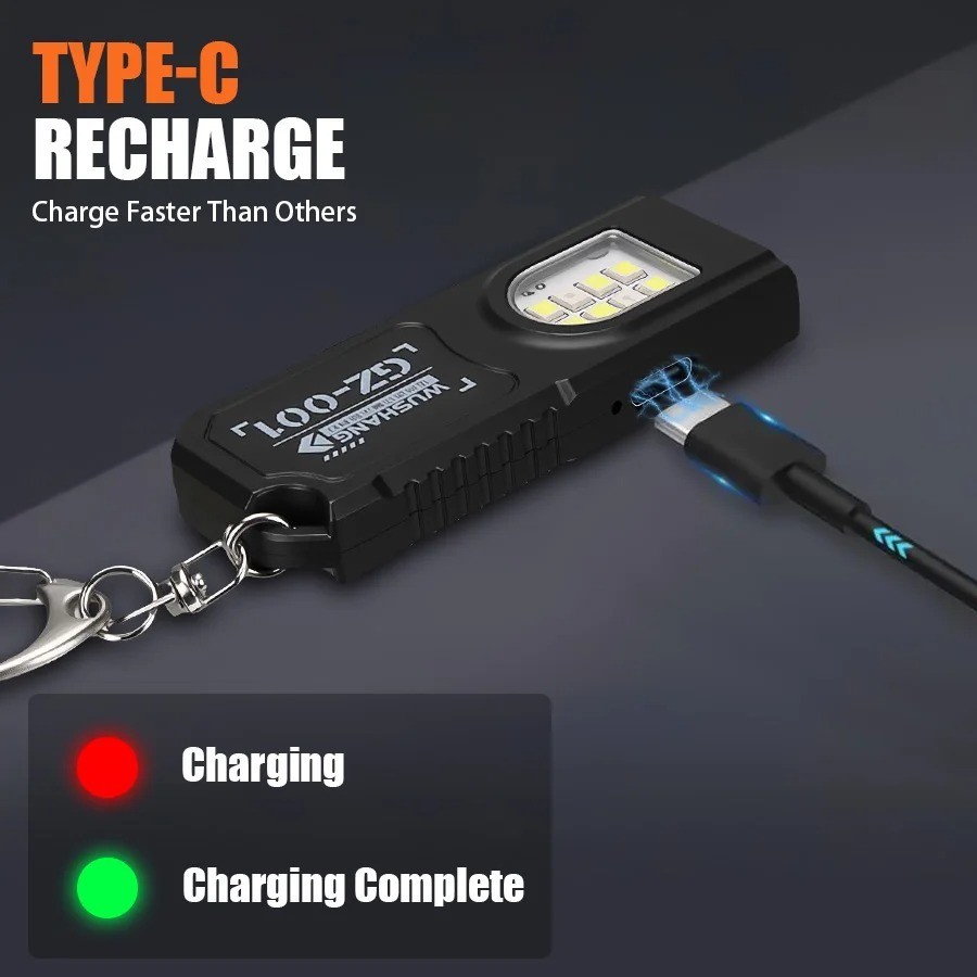 Powerful Mini LED Keychain Flashlight USB Rechargeable Waterproof EDC SOS Light
