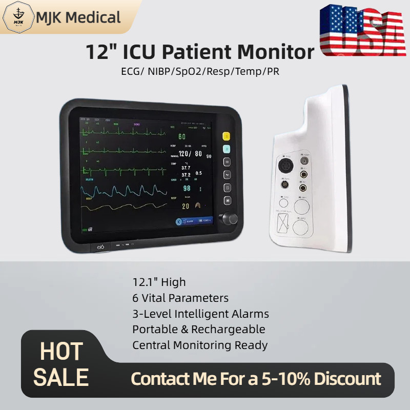 12" Vital Signs Monitor - Multi-Parameter Patient Monitor for ECG, SPO2, NIBP
