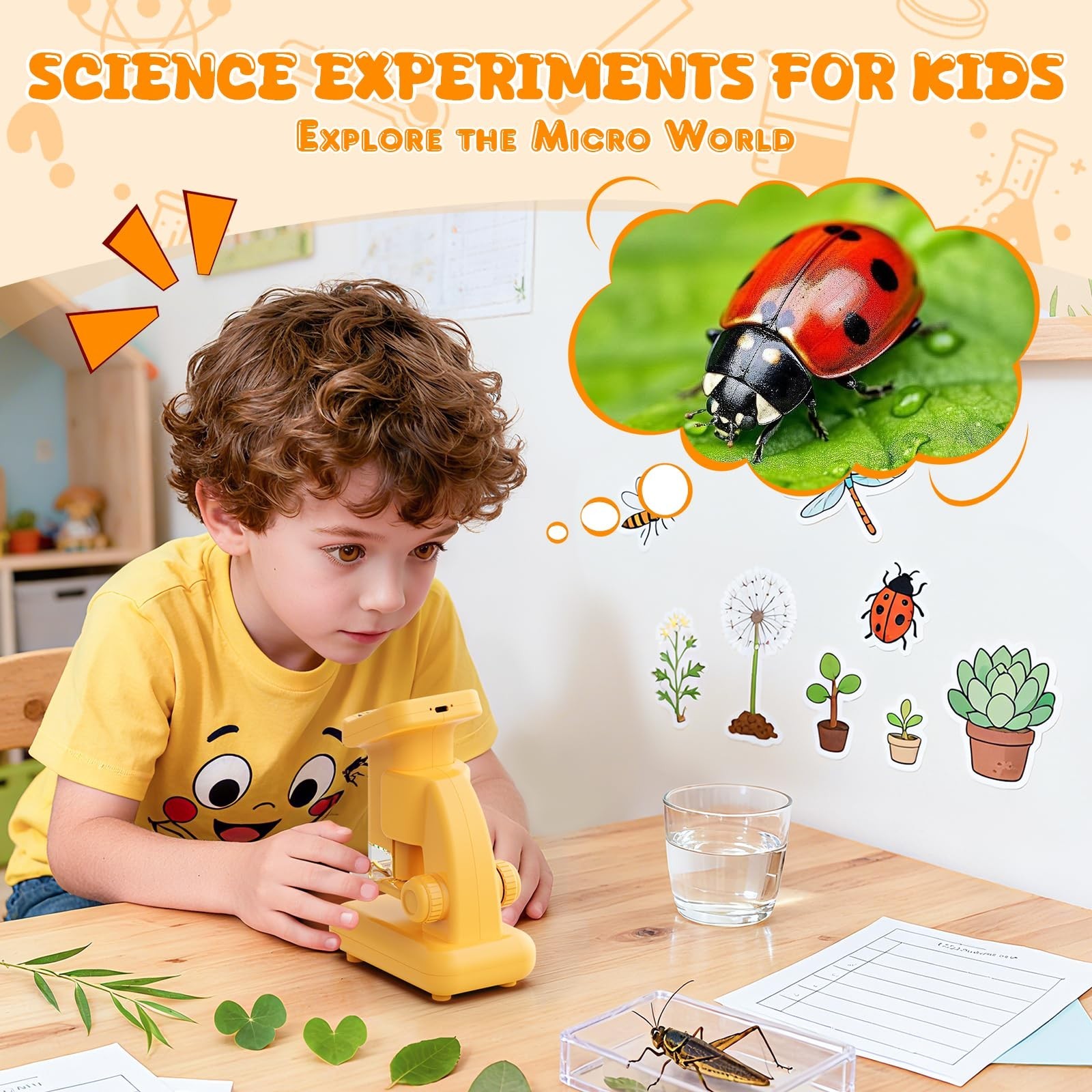 1200X Microscope for Kids, 2 in 1 Handheld & Desktop Digital Microscope with...