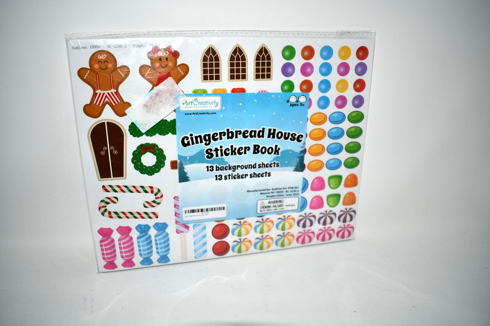 Art Creativity Gingerbread House Sticker Craft Kit for Kids – 13 Background & 13