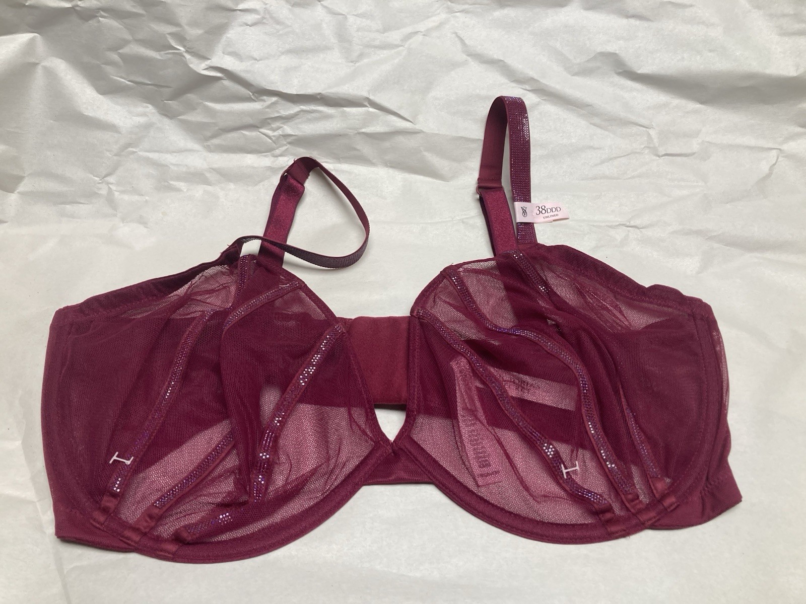 VS Bra Unlined Underwire Sparkle Strap Size 38 DDD