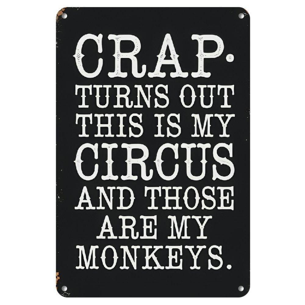 Vintage Metal Tin Sign "My Circus My Monkeys" Funny Mom Gift Home Wall Decor